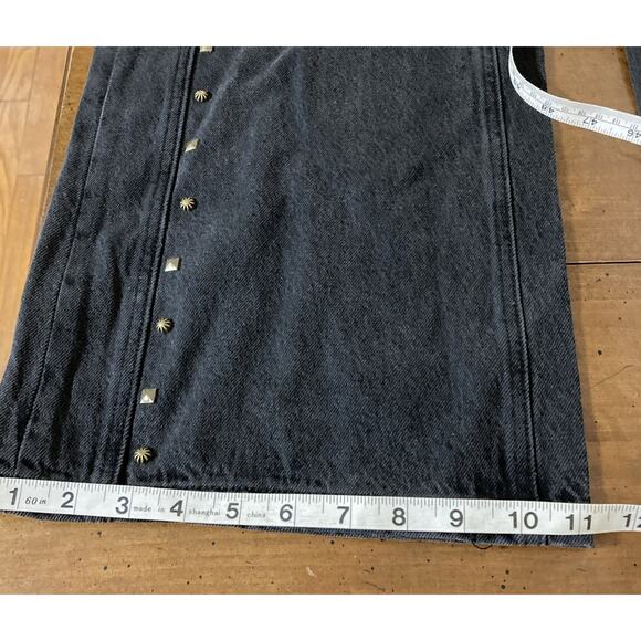 Homme Femme Baggy Jeans Men’s Sz 36 New Black Studded Denim 90s Y2 goth $215 - Picture 7 of 9